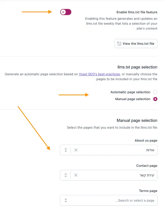 מדריך הפעלת קובץ llms.txt עם יואסט שלב אחרון